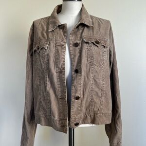 Corduroy Button-Front Jacket - Taupe